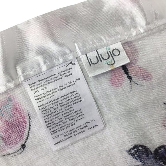 Lulujo Lovey Security Blanket Butterfly Butterflies Satin Muslin Cotton 17" Sq. - Picture 4 of 5